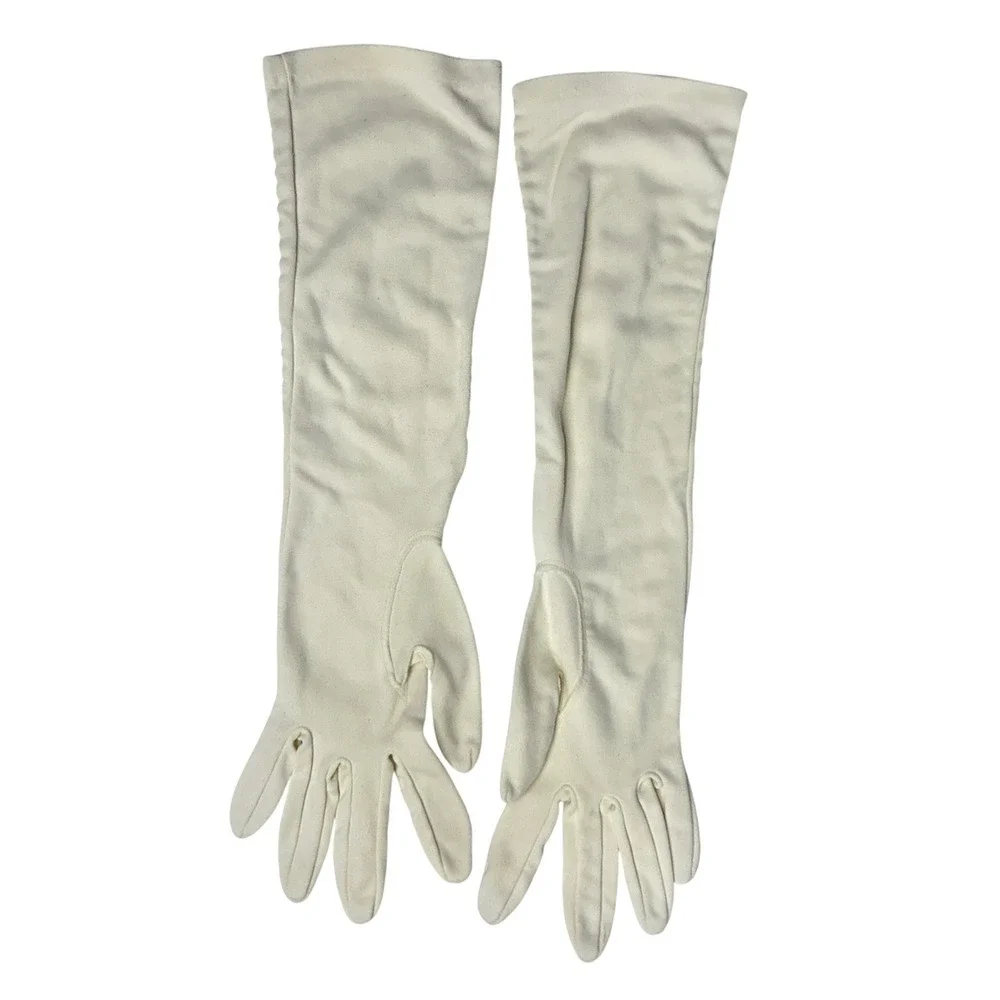 Coquette Opera Length Gloves Cream White Stretch Formal Bridal Regencycore